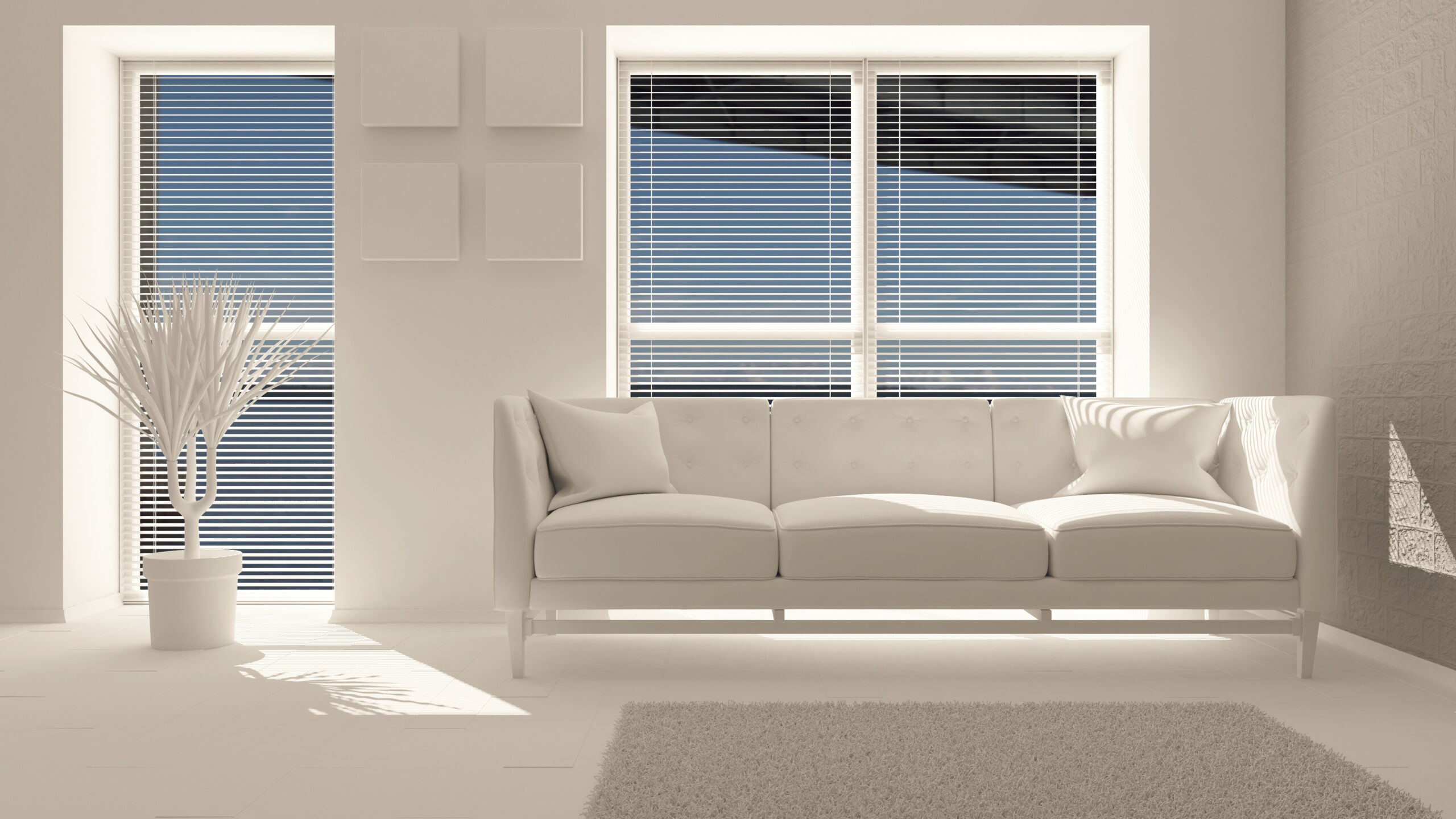Render of 3D contemporary Living Room Interior and modern furniture